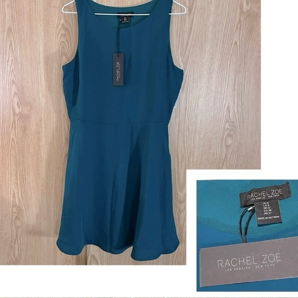 NWT Rachel Zoe Turquoise Sleeveless A-Line Mini Dress - Picture 1 of 4